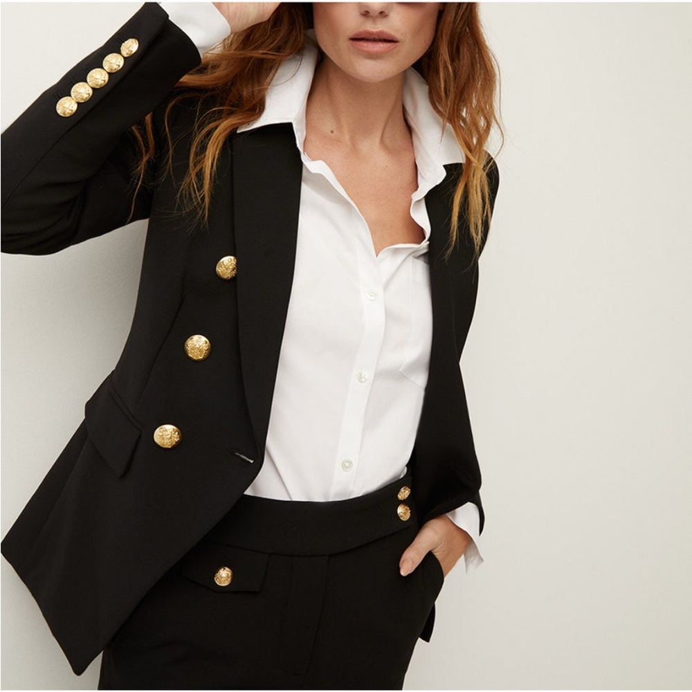 Veronica Beard Black Double-Breasted Blazer with Gold Buttons - Picture 2 of 16